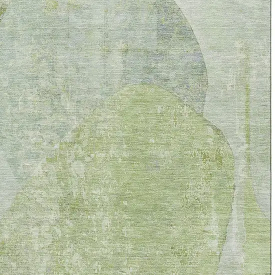 Artichoke Green Ivory And Gray Abstract Washable Area Rug With UV Protection Photo 2