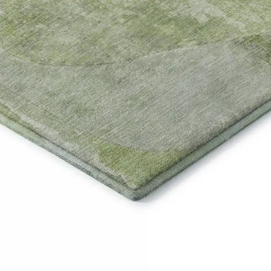 Artichoke Green Ivory And Gray Abstract Washable Area Rug With UV Protection Photo 7