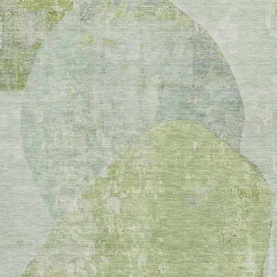 Artichoke Green Ivory And Gray Abstract Washable Area Rug With UV Protection Photo 2