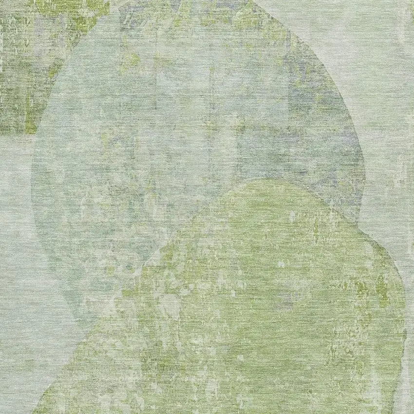 Artichoke Green Ivory And Gray Abstract Washable Area Rug With UV Protection Photo 2