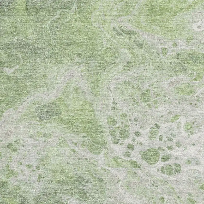Artichoke Green Ivory And Gray Abstract Washable Area Rug With UV Protection Photo 2