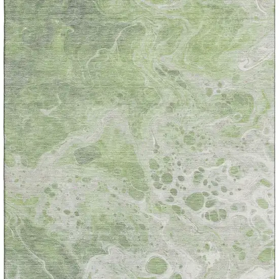 Artichoke Green Ivory And Gray Abstract Washable Area Rug With UV Protection Photo 3