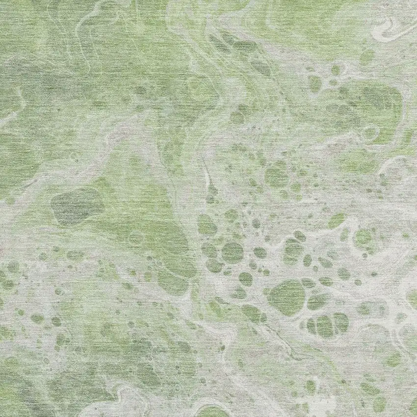 Artichoke Green Ivory And Gray Abstract Washable Area Rug With UV Protection Photo 2