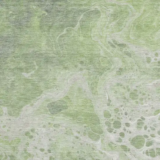 Artichoke Green Ivory And Gray Abstract Washable Area Rug With UV Protection Photo 2