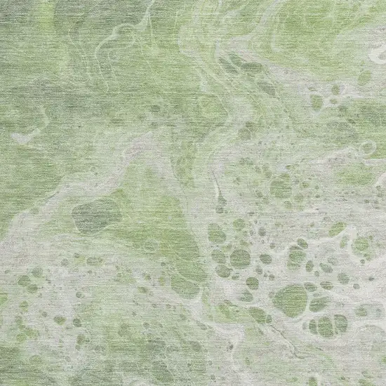 Artichoke Green Ivory And Gray Abstract Washable Area Rug With UV Protection Photo 2