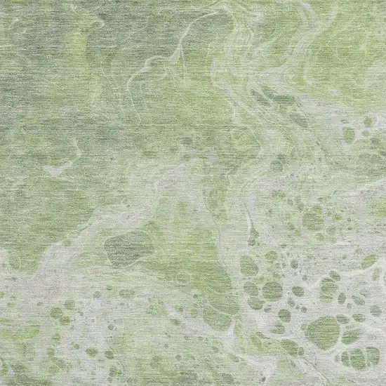 Artichoke Green Ivory And Gray Abstract Washable Area Rug With UV Protection Photo 2