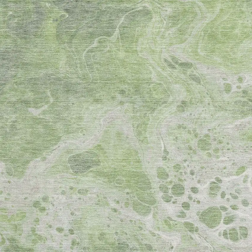 Artichoke Green Ivory And Gray Abstract Washable Area Rug With UV Protection Photo 2