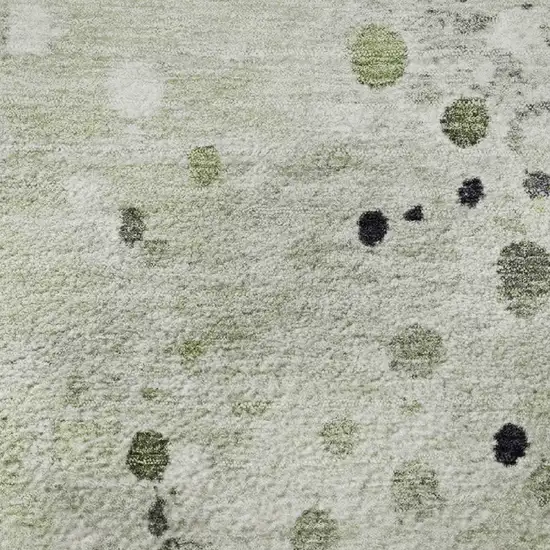 Artichoke Green Ivory And Gray Abstract Washable Area Rug With UV Protection Photo 9