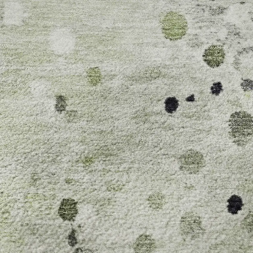 Artichoke Green Ivory And Gray Abstract Washable Area Rug With UV Protection Photo 9