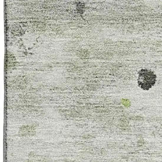 Artichoke Green Ivory And Gray Abstract Washable Area Rug With UV Protection Photo 3