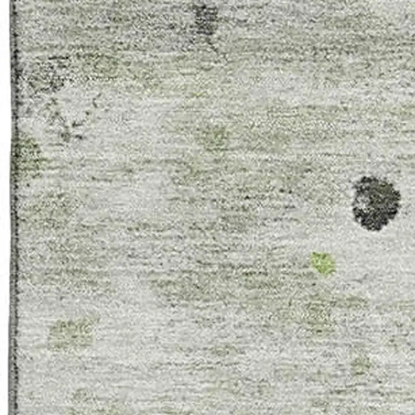 Artichoke Green Ivory And Gray Abstract Washable Area Rug With UV Protection Photo 3