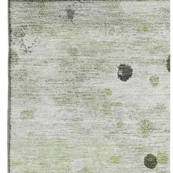 Artichoke Green Ivory And Gray Abstract Washable Area Rug With UV Protection Photo 4