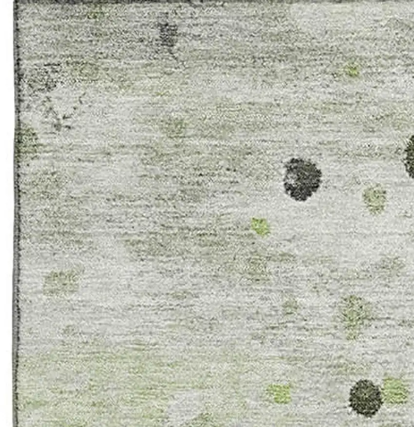 Artichoke Green Ivory And Gray Abstract Washable Area Rug With UV Protection Photo 3