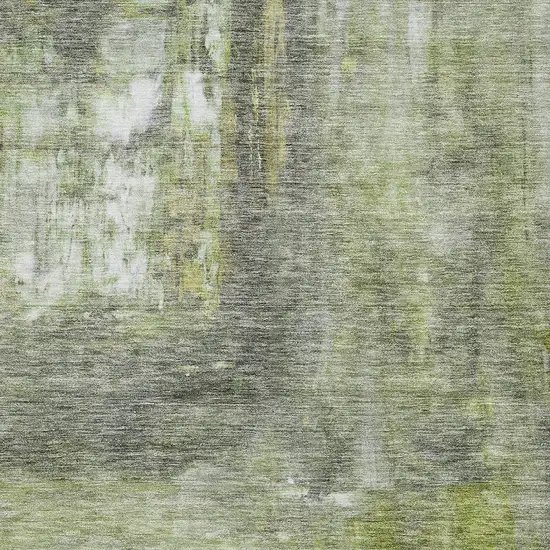 Artichoke Green Ivory And Gray Abstract Washable Indoor Outdoor Area Rug Photo 5