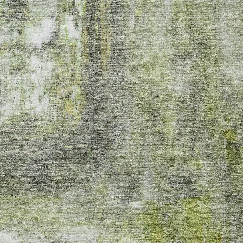 Artichoke Green Ivory And Gray Abstract Washable Indoor Outdoor Area Rug Photo 5