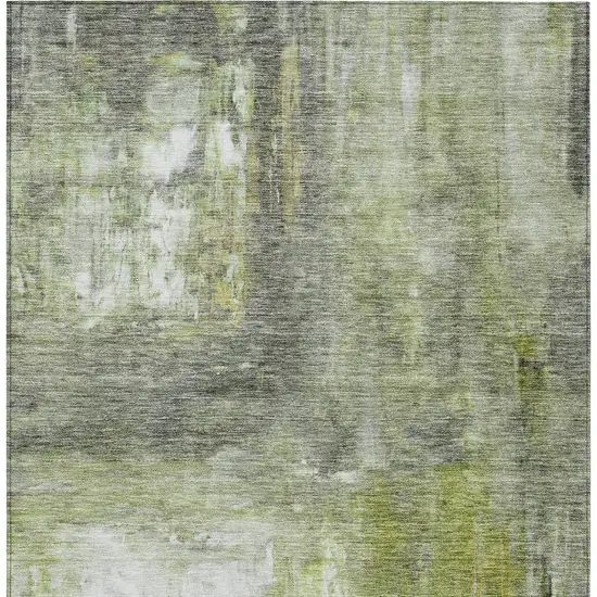 Artichoke Green Ivory And Gray Abstract Washable Indoor Outdoor Area Rug Photo 6