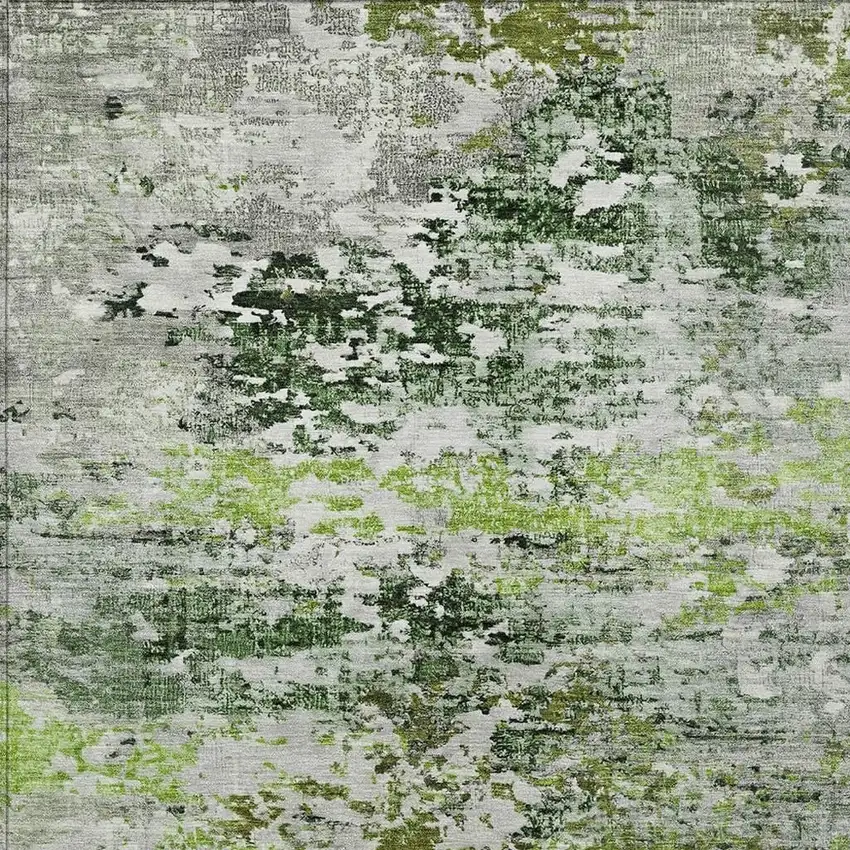 Artichoke Green Ivory And Gray Abstract Washable Indoor Outdoor Area Rug Photo 3