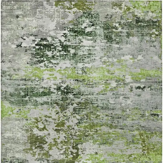 Artichoke Green Ivory And Gray Abstract Washable Indoor Outdoor Area Rug Photo 4