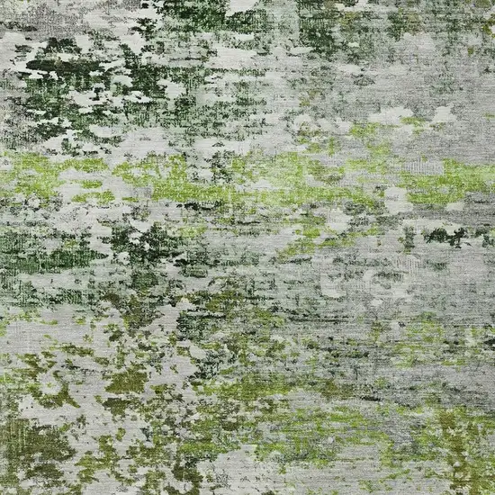 Artichoke Green Ivory And Gray Abstract Washable Indoor Outdoor Area Rug Photo 4