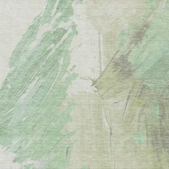 Artichoke Green Ivory And Gray Abstract Washable Indoor Outdoor Area Rug Photo 3