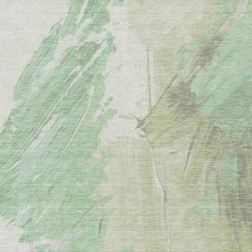 Artichoke Green Ivory And Gray Abstract Washable Indoor Outdoor Area Rug Photo 3