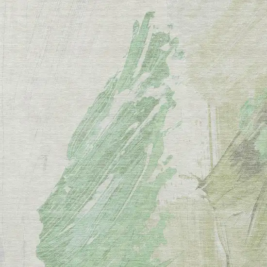 Artichoke Green Ivory And Gray Abstract Washable Indoor Outdoor Area Rug Photo 4