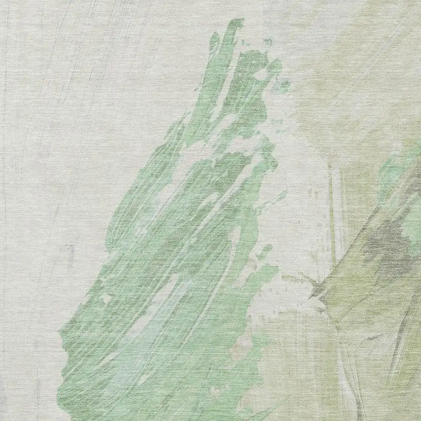 Artichoke Green Ivory And Gray Abstract Washable Indoor Outdoor Area Rug Photo 4