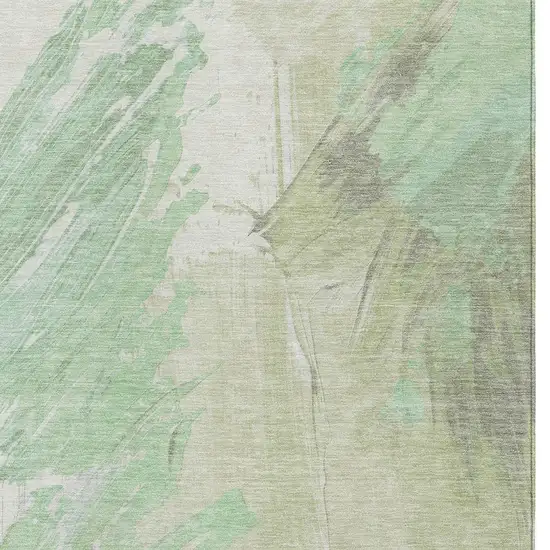 Artichoke Green Ivory And Gray Abstract Washable Indoor Outdoor Area Rug Photo 4