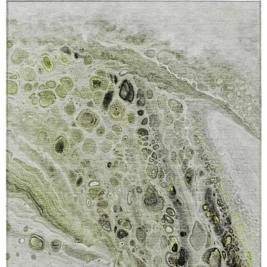 Artichoke Green Ivory And Gray Abstract Washable Indoor Outdoor Area Rug Photo 4