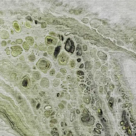 Artichoke Green Ivory And Gray Abstract Washable Indoor Outdoor Area Rug Photo 3