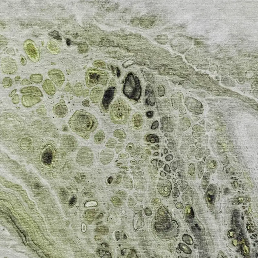 Artichoke Green Ivory And Gray Abstract Washable Indoor Outdoor Area Rug Photo 3