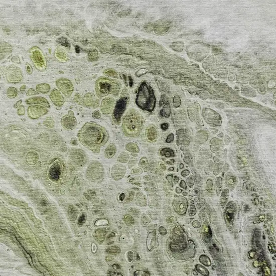 Artichoke Green Ivory And Gray Abstract Washable Indoor Outdoor Area Rug Photo 4