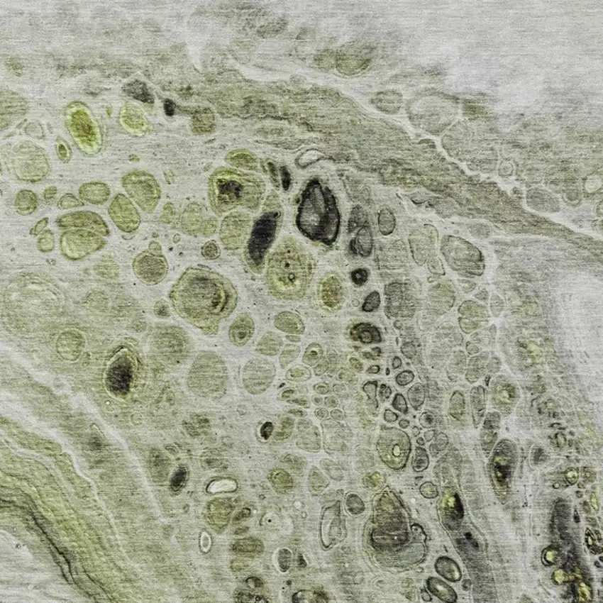 Artichoke Green Ivory And Gray Abstract Washable Indoor Outdoor Area Rug Photo 4