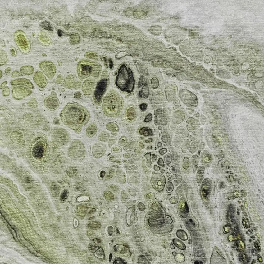 Artichoke Green Ivory And Gray Abstract Washable Indoor Outdoor Area Rug Photo 4