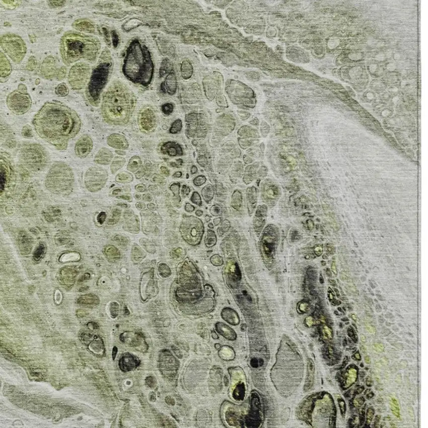 Artichoke Green Ivory And Gray Abstract Washable Indoor Outdoor Area Rug Photo 3