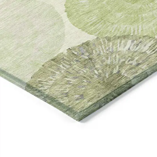 Artichoke Green Ivory And Gray Abstract Washable Indoor Outdoor Area Rug Photo 7