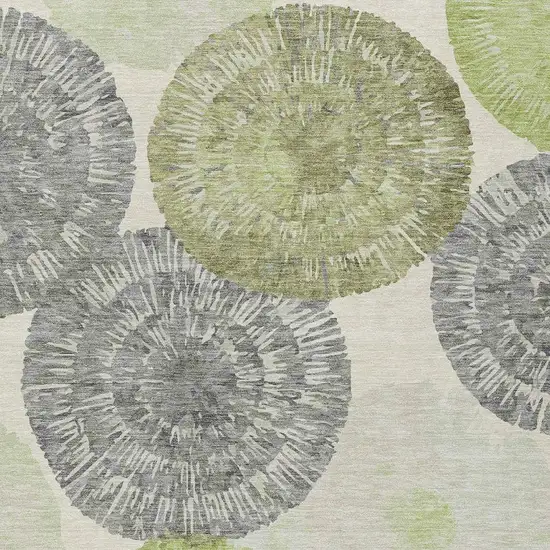 Artichoke Green Ivory And Gray Abstract Washable Indoor Outdoor Area Rug Photo 5