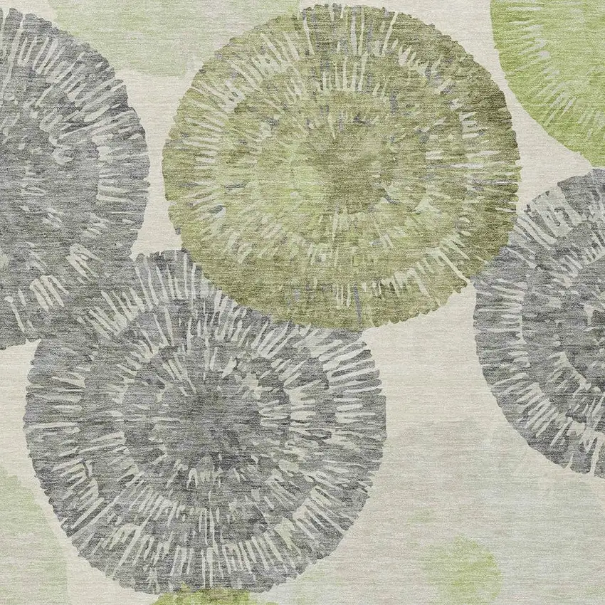 Artichoke Green Ivory And Gray Abstract Washable Indoor Outdoor Area Rug Photo 5