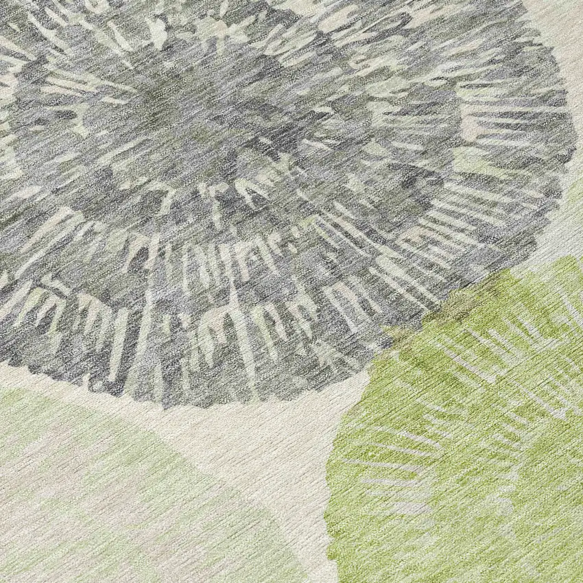 Artichoke Green Ivory And Gray Abstract Washable Indoor Outdoor Area Rug Photo 4