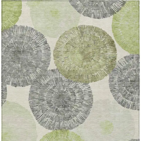 Artichoke Green Ivory And Gray Abstract Washable Indoor Outdoor Area Rug Photo 6
