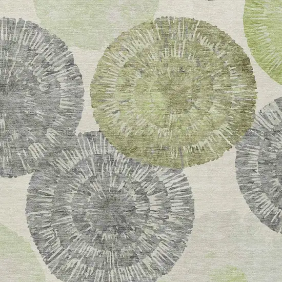 Artichoke Green Ivory And Gray Abstract Washable Indoor Outdoor Area Rug Photo 5