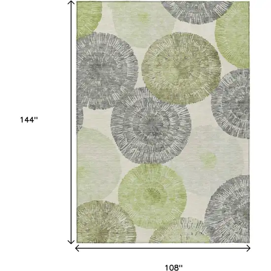 Artichoke Green Ivory And Gray Abstract Washable Indoor Outdoor Area Rug Photo 3