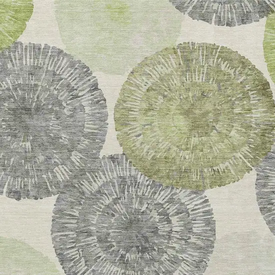 Artichoke Green Ivory And Gray Abstract Washable Indoor Outdoor Area Rug Photo 5