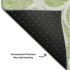 Photo of Artichoke Green Ivory And Gray Floral Medallion Washable Area Rug With UV Protection