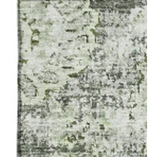 Artichoke Green Ivory And Gray Floral Washable Area Rug With UV Protection Photo 3