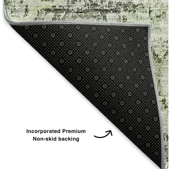 Artichoke Green Ivory And Gray Floral Washable Area Rug With UV Protection Photo 7