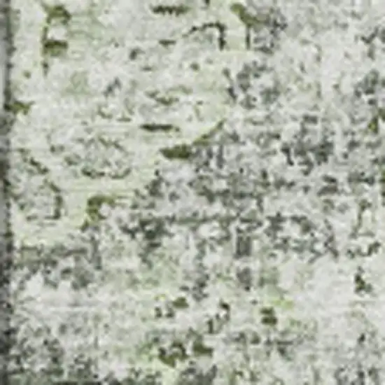 Artichoke Green Ivory And Gray Floral Washable Area Rug With UV Protection Photo 3