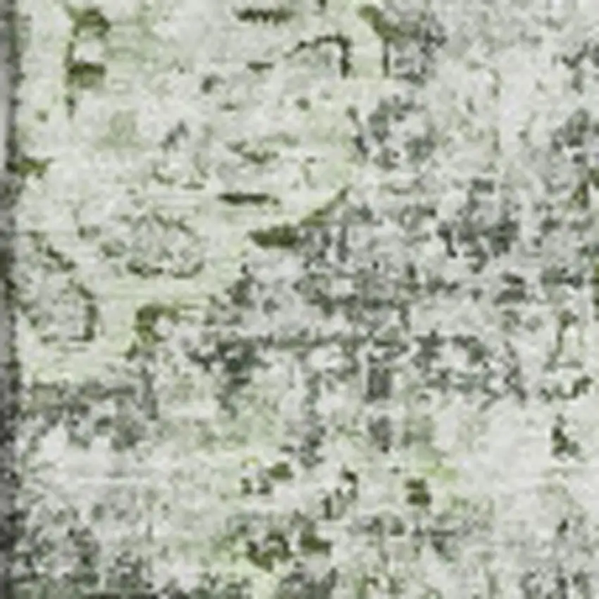 Artichoke Green Ivory And Gray Floral Washable Area Rug With UV Protection Photo 3