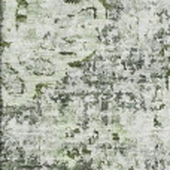 Artichoke Green Ivory And Gray Floral Washable Area Rug With UV Protection Photo 3