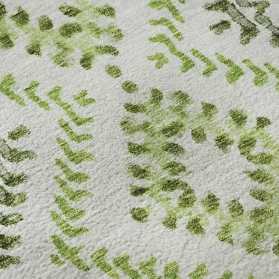 Artichoke Green Ivory And Gray Geometric Washable Area Rug With UV Protection Photo 9